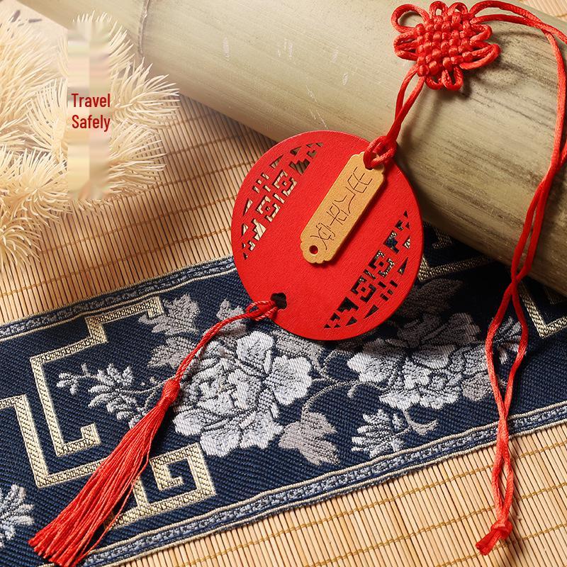 

Auspicious Wooden Hanging Prayer Plaque for Health and Safety - Laojun Mountain Wish Tag Pendant