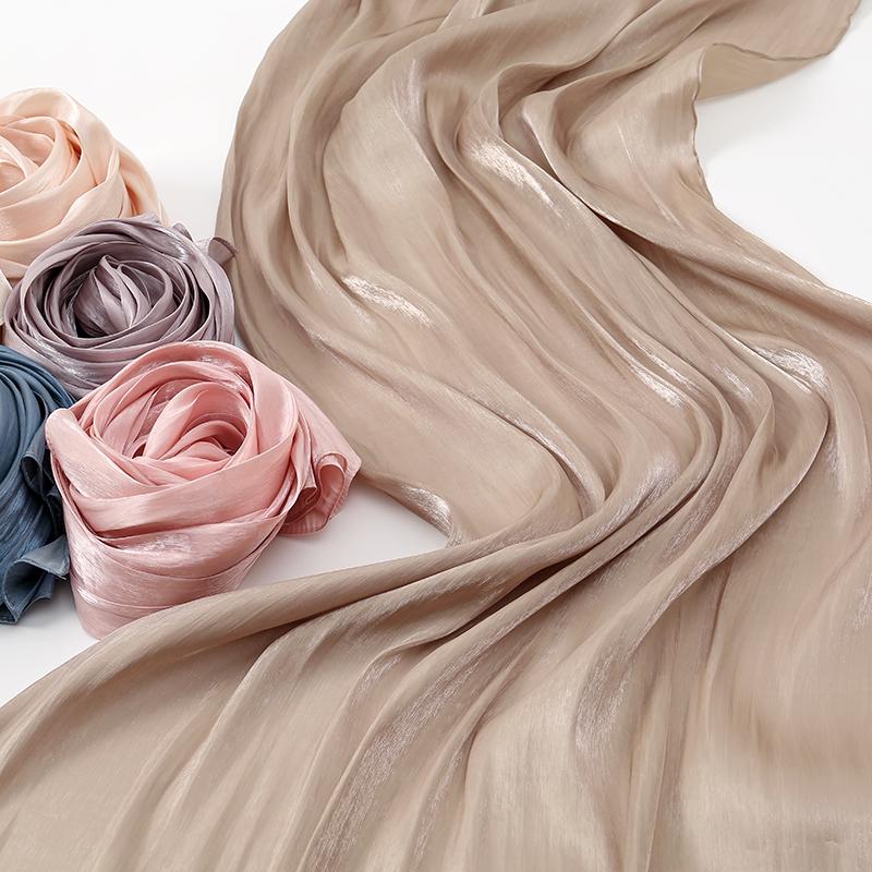Premium Shimmer Silk Satin Hijab Scarf Women Luxury Solid Color Plain Hijab Shiny Shawl Silk Feeling Stain Wraps Shiny Stoles