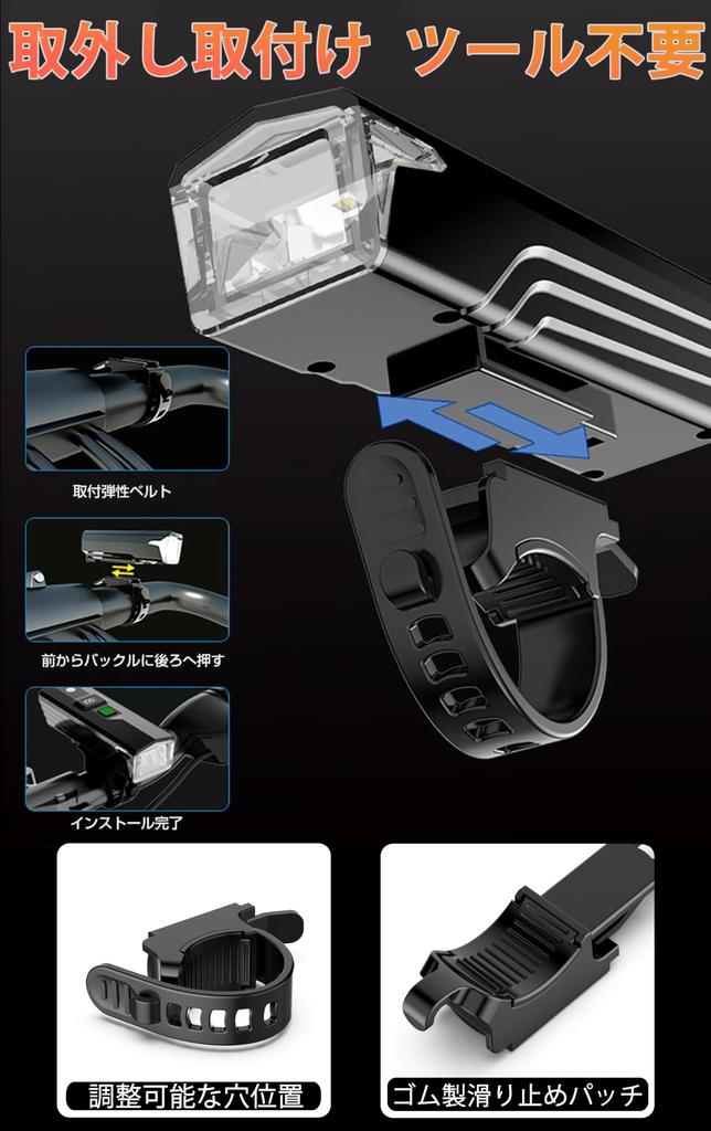 Bicycle Light LCD Screen with Digital Battery Level Display and Photosensitive USB 3500mAh 2000 High 5 Dimming LED IPX6 Easy Can also be used as a