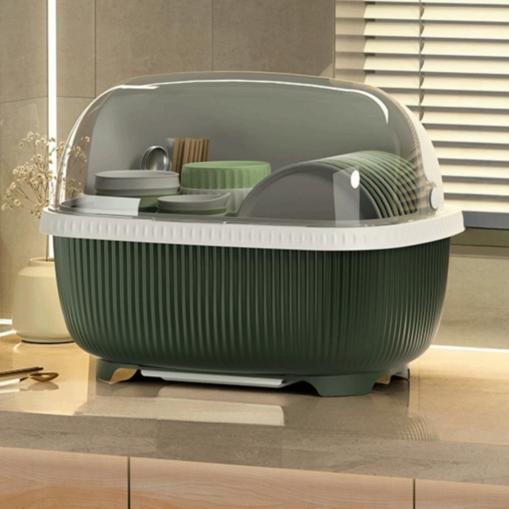 

Large Capacity Dish Drainer With Roof Cover Plastic Kitchen Utensils Rack Household