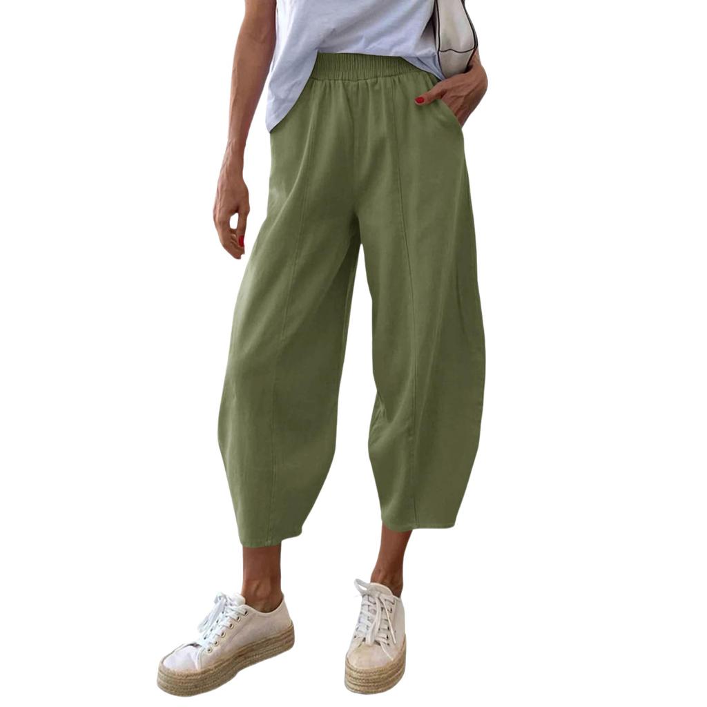 Women's Solid Color Pleated Waist Loose Wide Leg Straight Leg Pants
