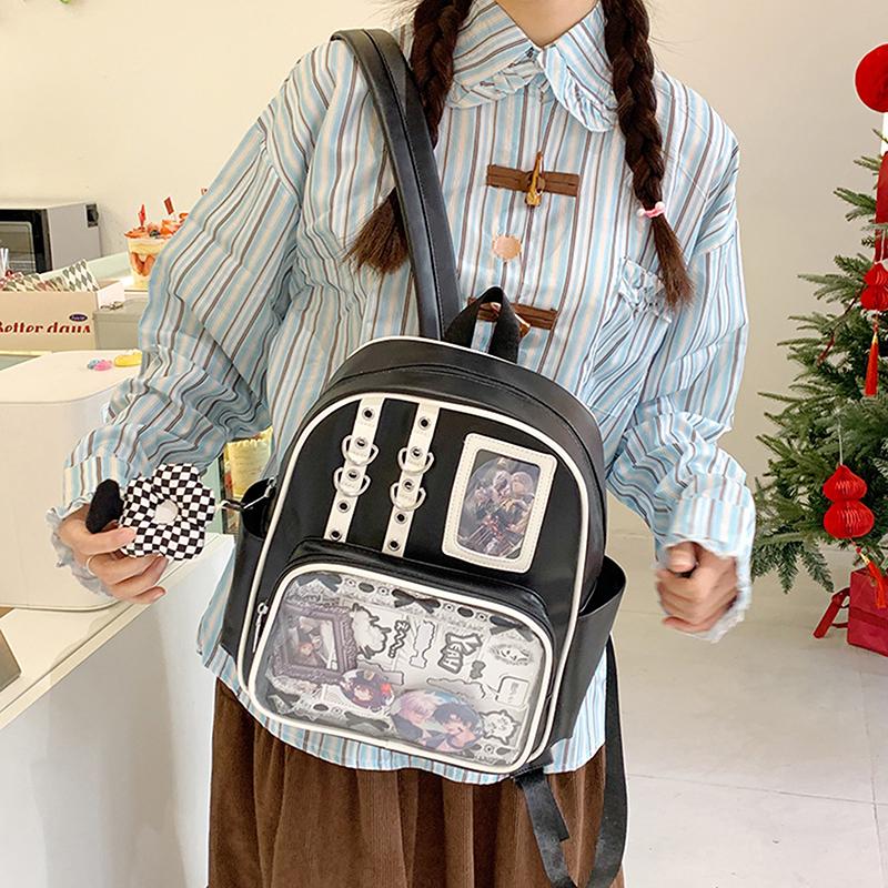 School Ita Bag  Trends Transparent Zipper Backpack Preppy Style Soft Women Bags