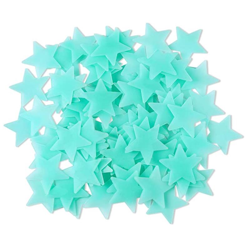 100 Stück 3cm Leuchtende Sterne Wandaufkleber, Selbstklebende Leuchtende Dekoration für Schlafzimmer, Zimmer und Wohnraum Kunst