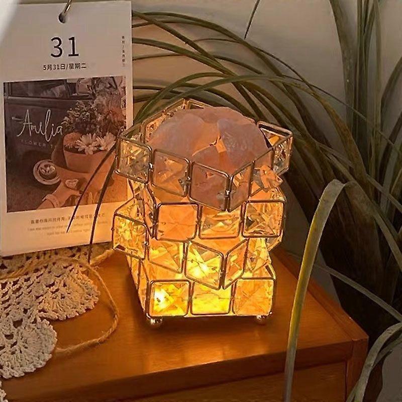 Rubik's Cube 4-Layer Crystal Table Lamp  The Perfect Gift - USB-Powered with 3-Color Dimming