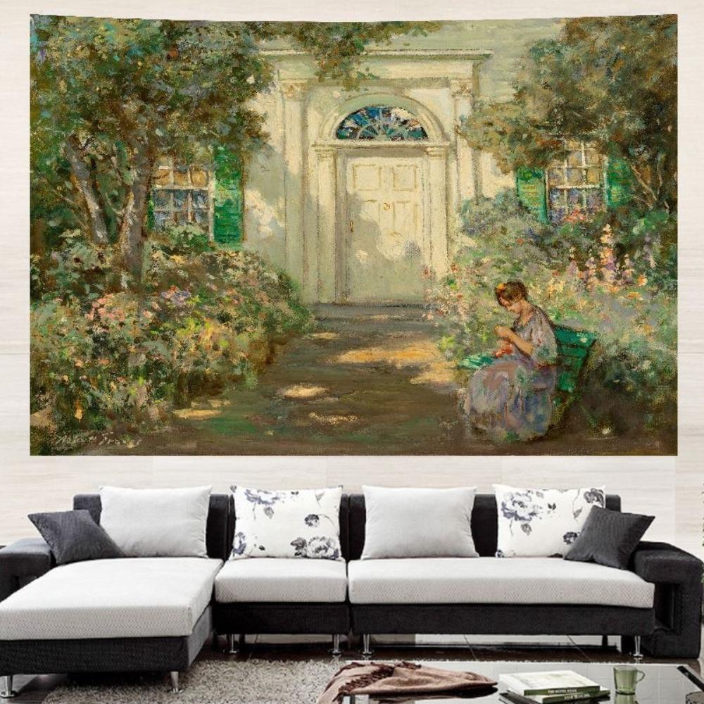 Oil Painting, Tapestry, Living Room Background Cloth, Bedside Decoration Painting, Bedroom, American Style Tapestry, Vintage Wallpaper for The Room