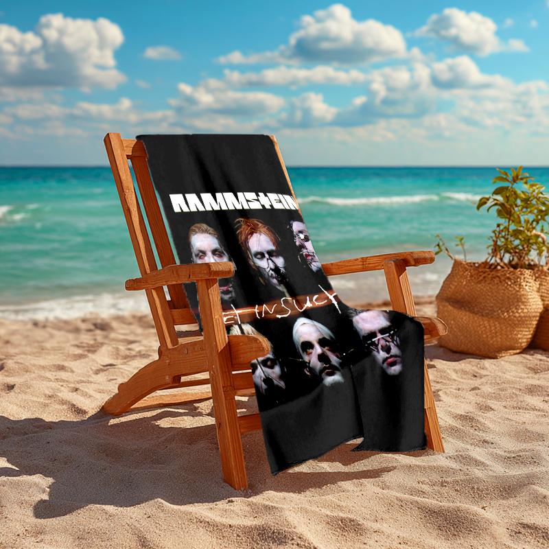 1pc Rammstein3 Beach Towel, Comfortable and Thick, and Swimming/Bath/Picnic/Camping Towel, Suitable for Seaside Beaches