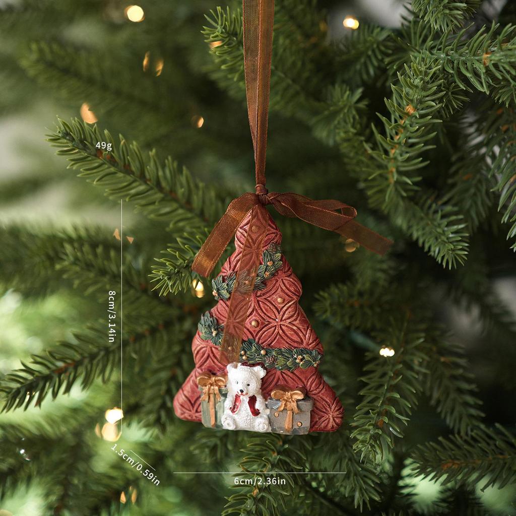 Retro-Style Elderly Boots, Snowman, & Bells Christmas Tree Hanging Decoration Resin Pendant Wreath