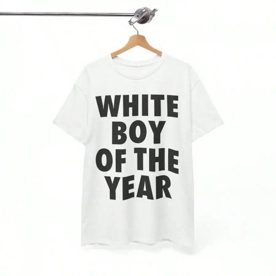 WHITE BOY OF THE YEAR T-Shirts Druck Kurzarm T-Shirt Retro Lässig Streetwear Vintage Tee Mode Top Unisex