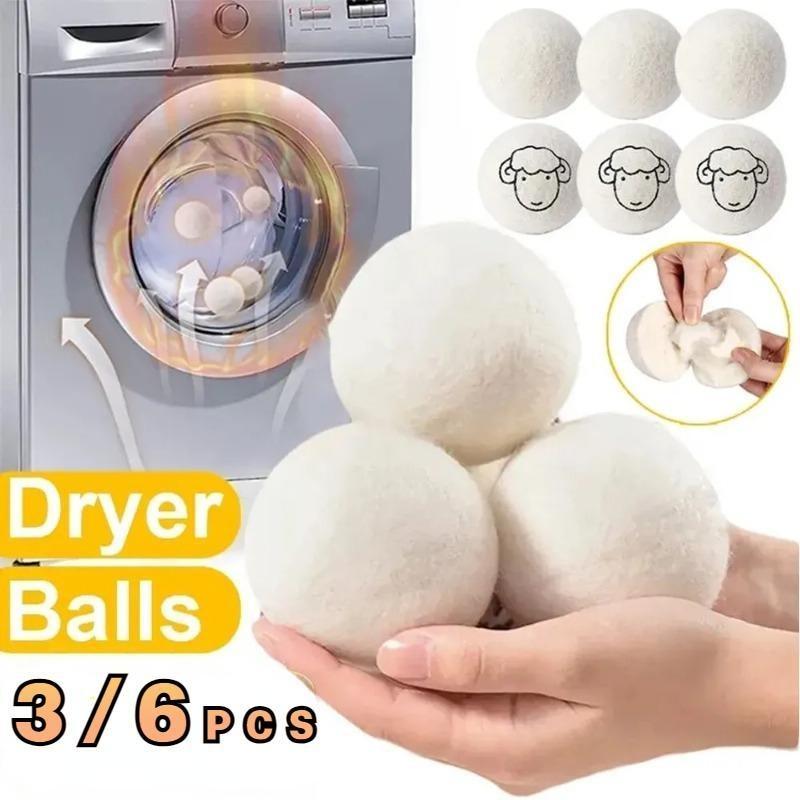 

3/6 Pcs Wool Drying Ball Antistatic Special Anti-winding Ball of Wool Household Drying Ball Reusable Washing Machine Parts 6cm 6PCS-B+bag