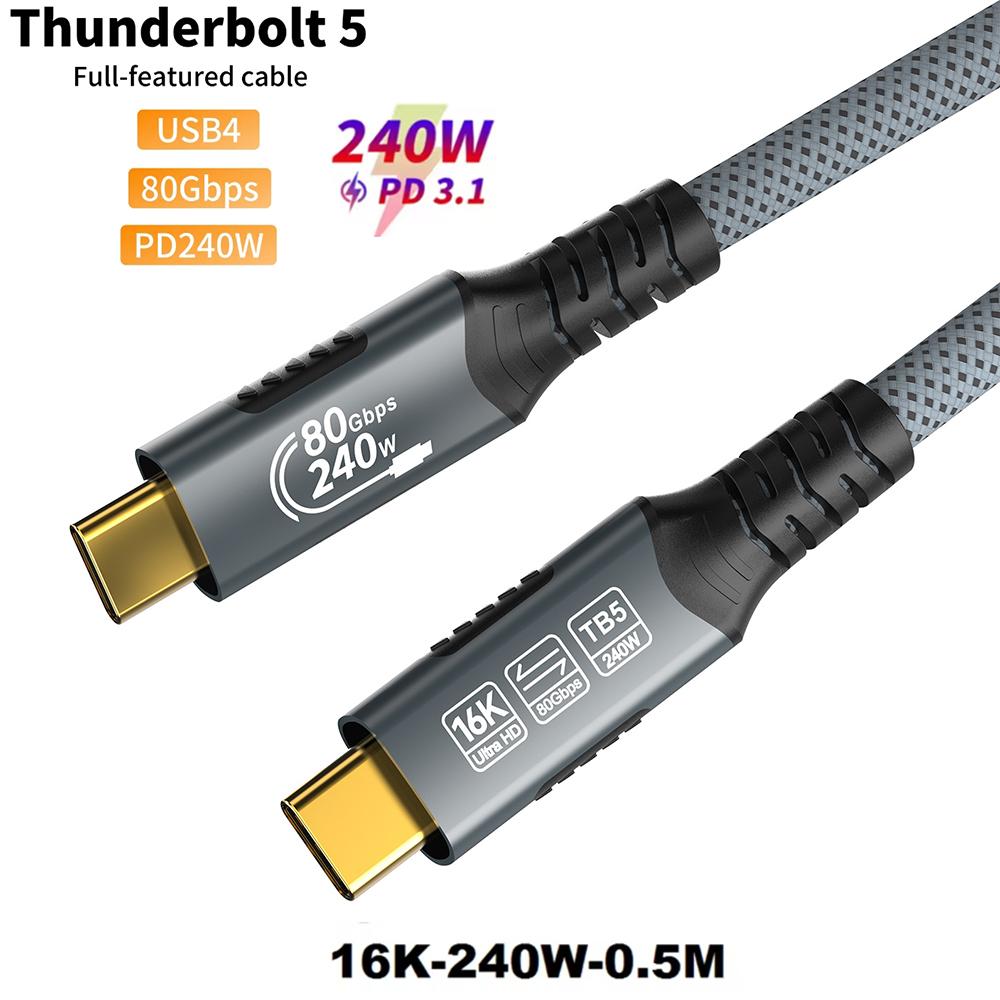 8K USB4 Type C Cable 40Gbps 240W PD3.1 QC4.0 For Samung Thunderbolt 4 Fast Charging Cable Thunderbolt3 USB C to C Data Transfer