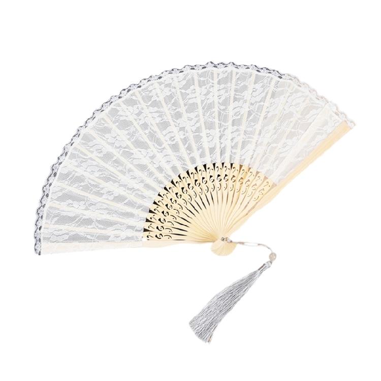 

Foldable Flower Lace Fabric Hand Fan Portable Decorative Props Chinese Handheld Fan For Event Festivals Celebration Gift білий
