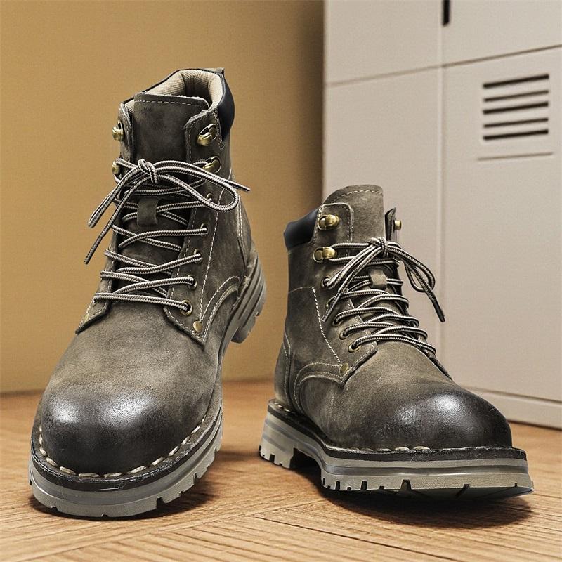 Luxusmarke Outdoor Herrenstiefel High-Top Leder Wanderschuhe Klassische Herren-Knöchelschuhe Motocross-Sneaker Lässige Lederschuhe