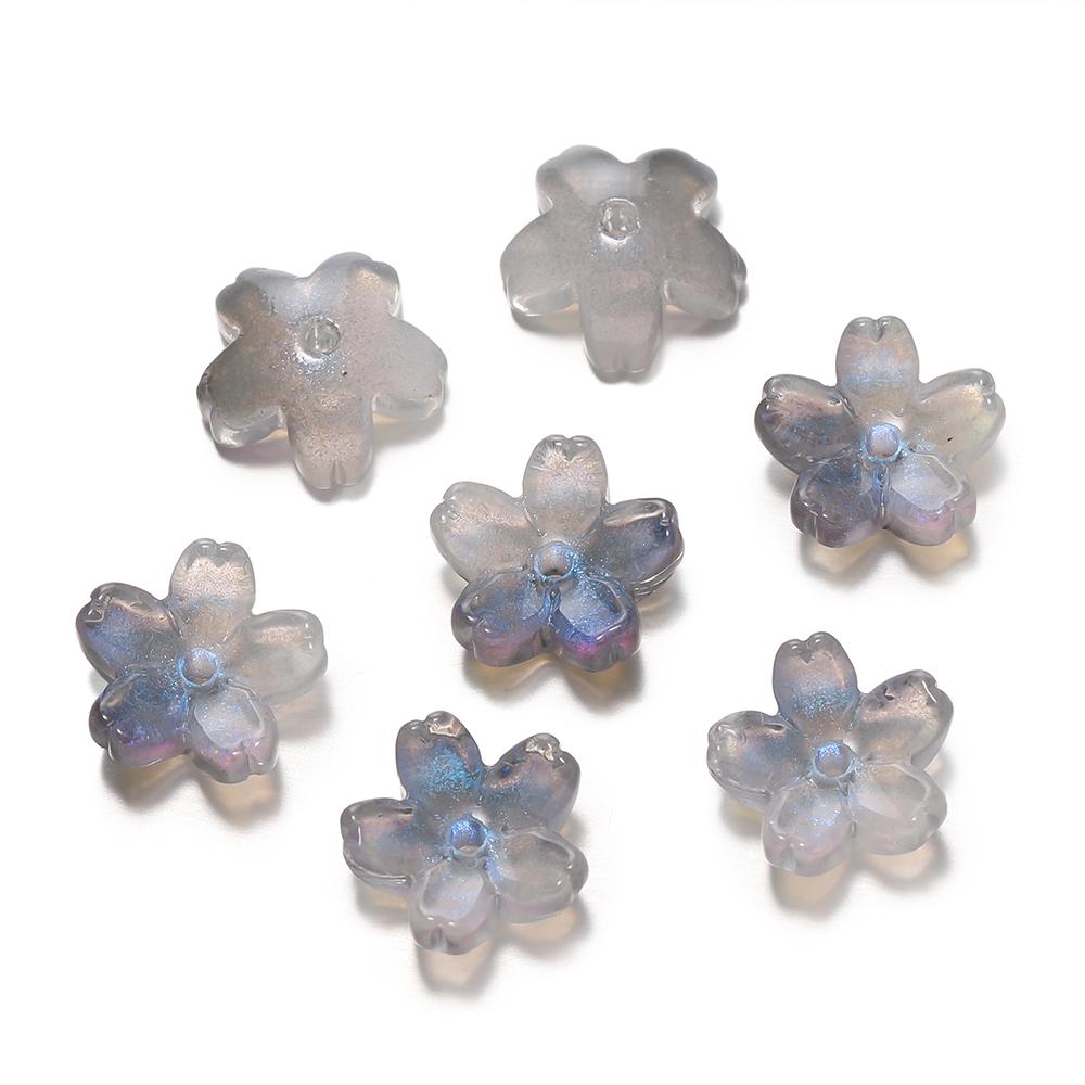 10Pcs/lot Glass Gradient Beads Cherry Blossom Scattered Beads Handcrafted DIY Production Jewelry Craft  Bracelet Accessories