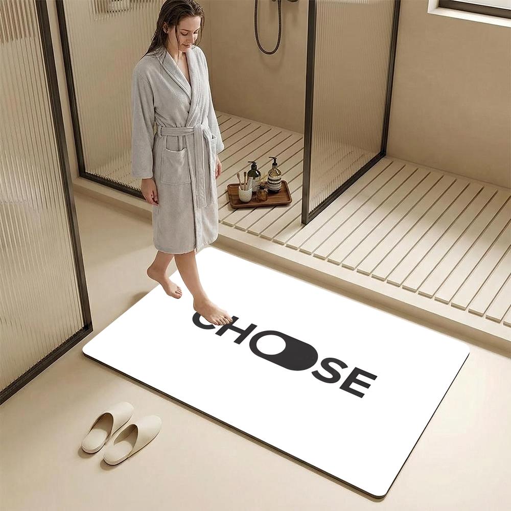 Abstract English Words Floor Mat Diatomite Bath Mat – Highly Absorbent, Non-Slip, Quick-Drying Bathroom Rug
