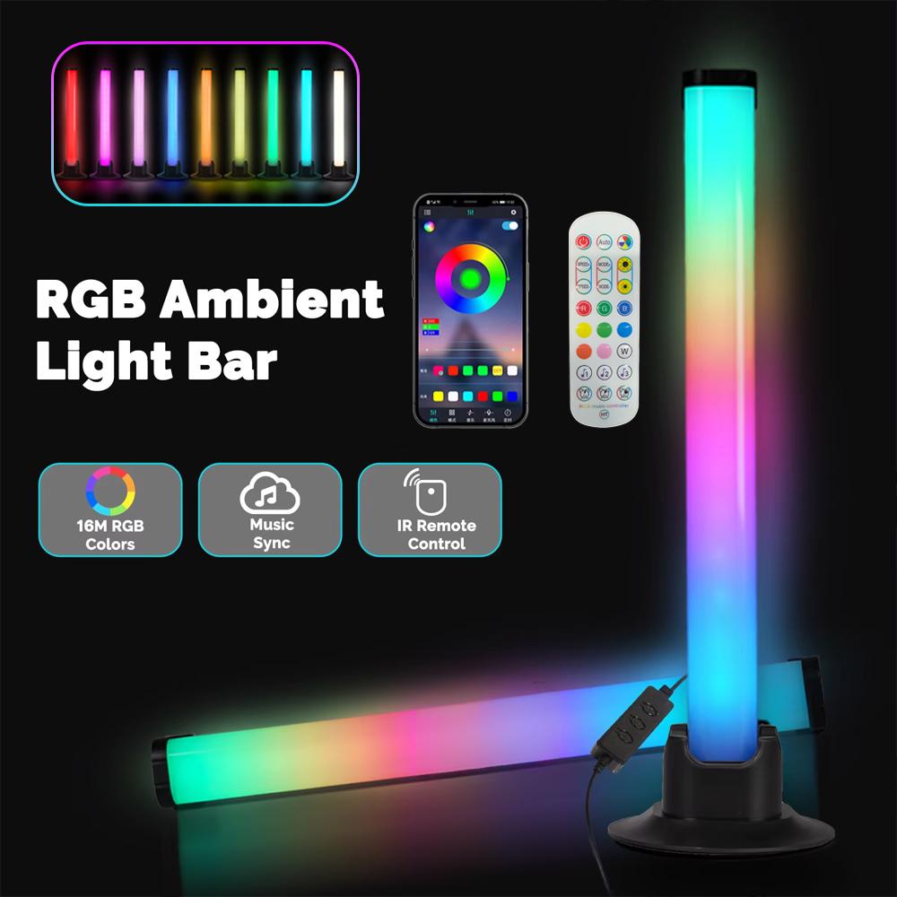 Smart RGB Music Rhythm LED Light Bar with APP Control Sound Pickup Ambient Lamp for Gaming Desk TV Backlight Home Theater Room Decoration