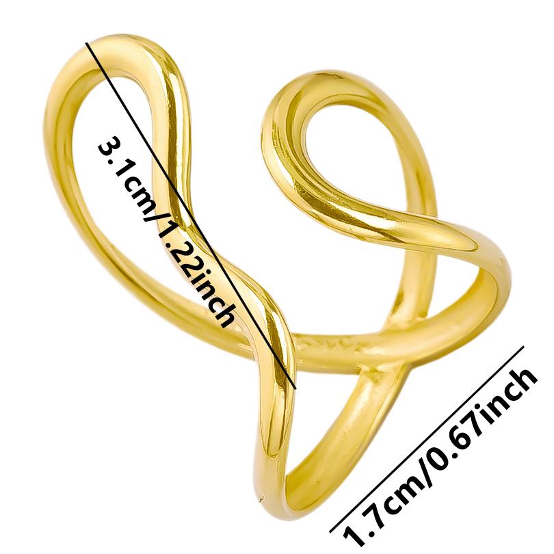 1/5Ppcs/Lot Real Gold Plated Stainless Steel Rings For Women Men Accessories Open Adjsutable Chunky Butterfly Heart Ring Anillos
