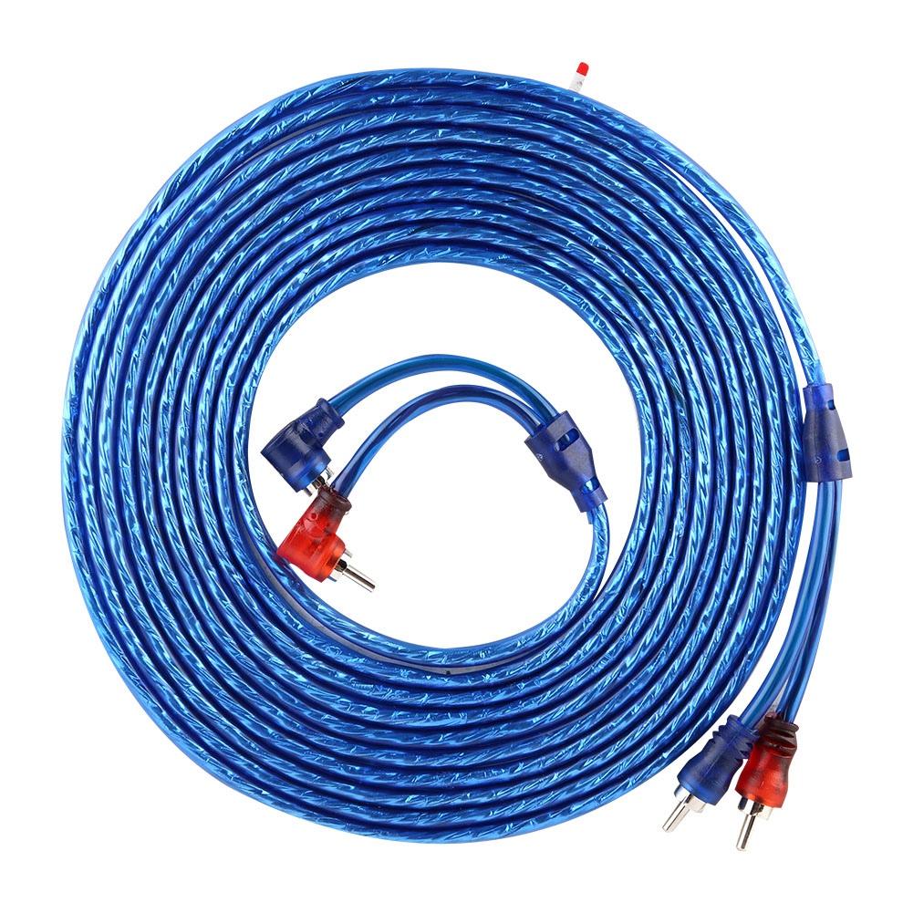 5 Meter AUTO Car  Blue Transparent RCA Audio Interconnect Cable Ultra Flexible