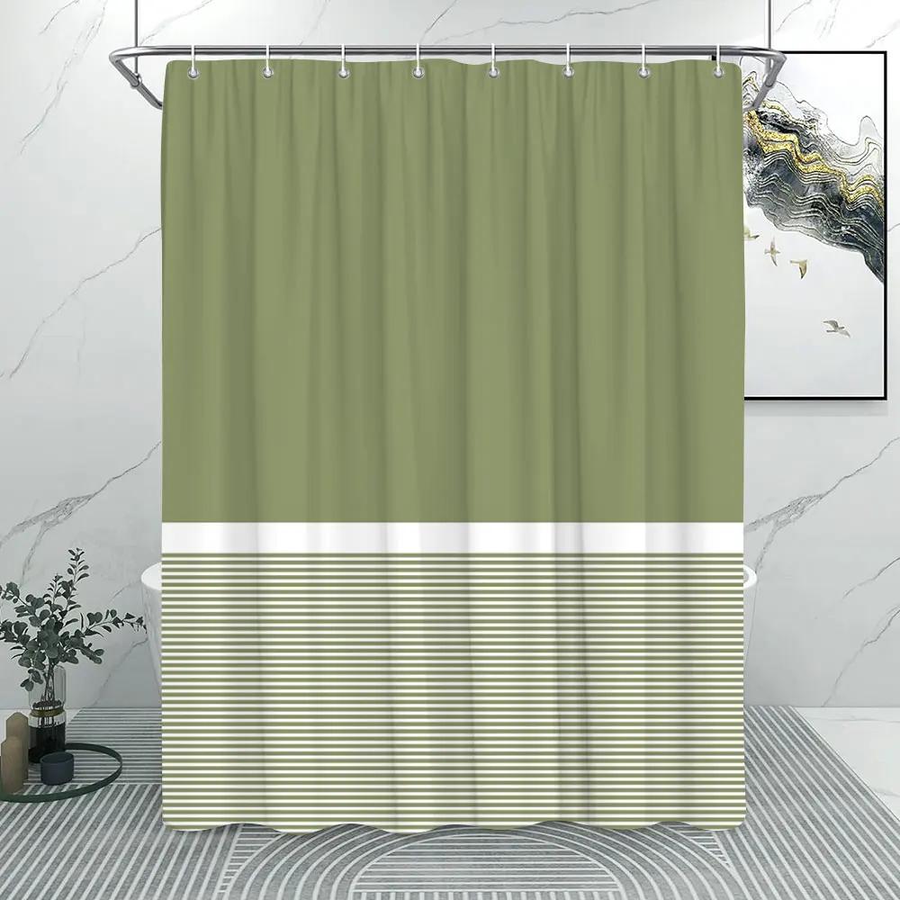 Solid Colours and Lines Modern Minimalist Shower Curtain Colourful Geometric Polyester Fabric Home Shower Curtain Bathroom Decor