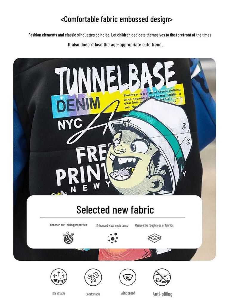 2025 Modny chłopięcy zimowy zestaw bluz dresowych z podszewką z polaru - Ciepły, gruby, stylowy trzyczęściowy zestaw dla chłopców