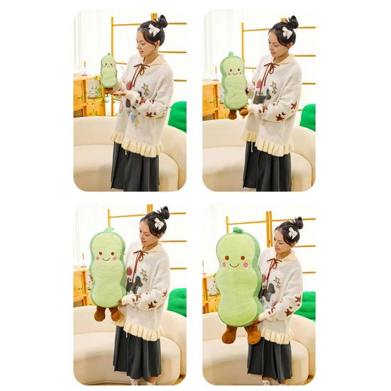 Smiling Pea Body Pillow Soft Plush Cushion for Adults Kids Funny Vegetable Hugging Pillow for Home Relaxation And Sleep