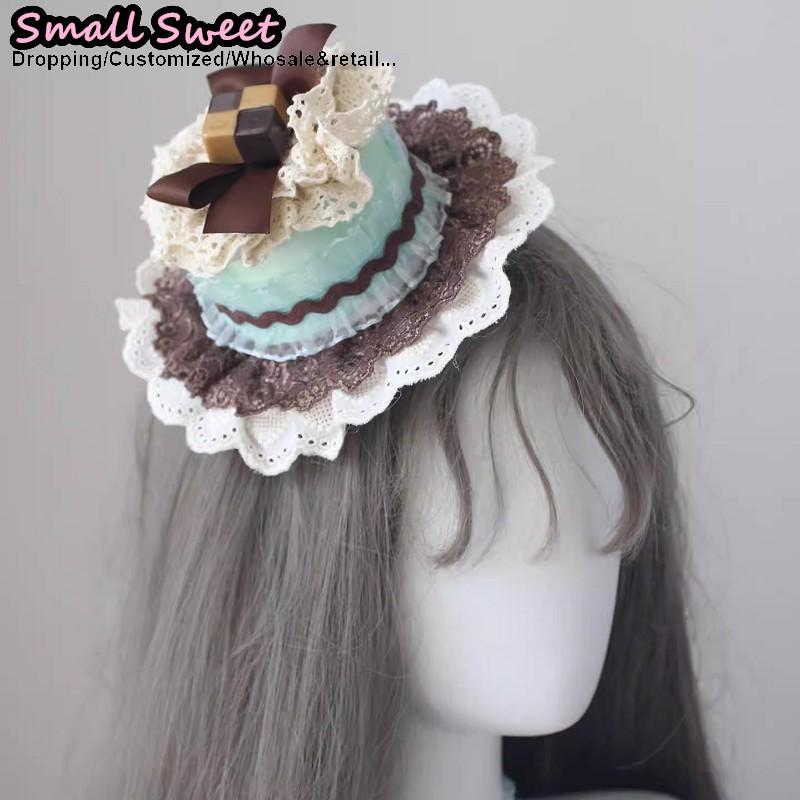 Lolita Headband Gothic Y2K Girls Cosplay Mint Chocolate Headband Hair Accessories Minchodan Bow Edge Clip Headwear Choker