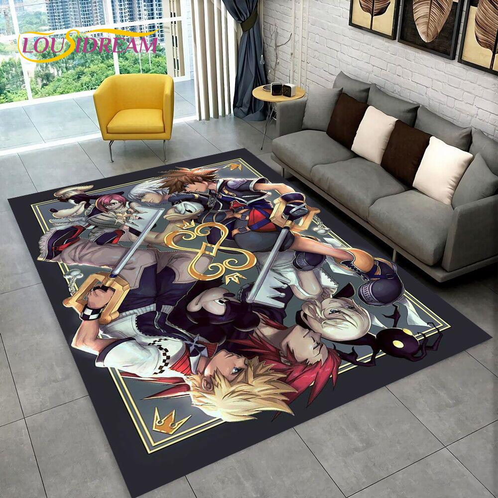 3D Cartoon Kingdom Hearts Game Carpet Rug for Home Living Room Bedroom Sofa Doormat Decor,kids Play Area Rug Non-slip Floor Mat