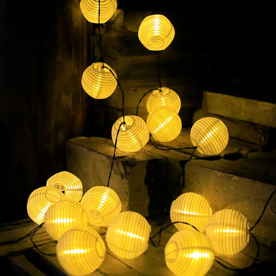 LED Nylon Lantern String Outdoor Garden Park Courtyard Terrace Solar Decorative Light