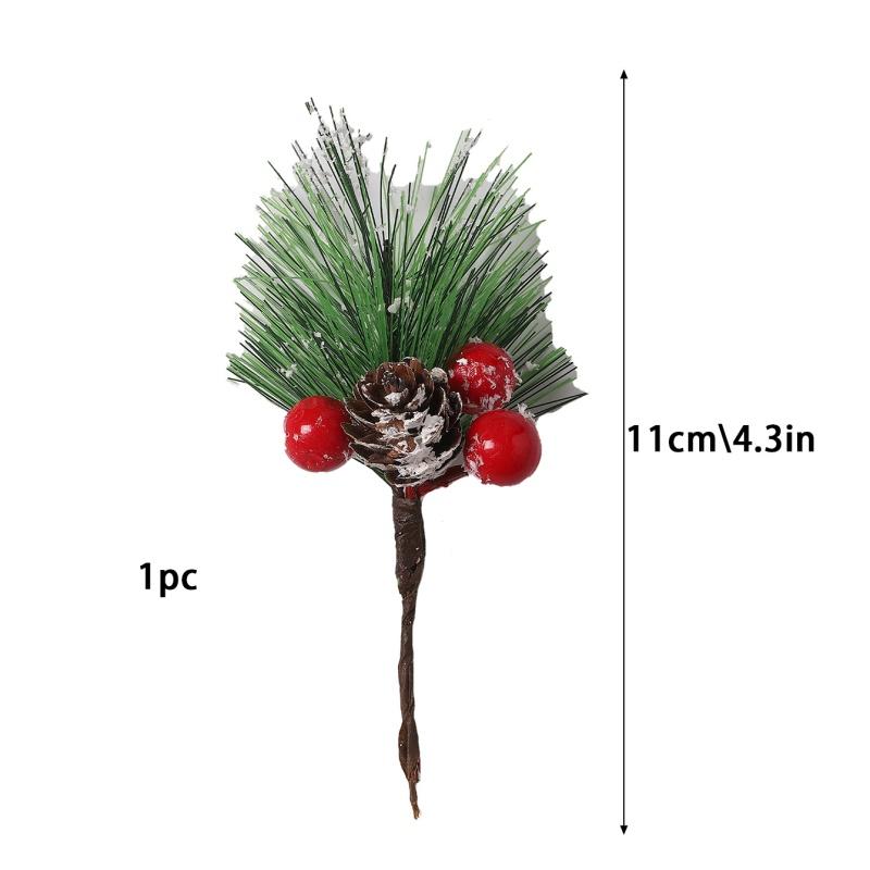 1/2Pcs Christmas Decoration Artificial Pine Branches Holly Berries Red Berry Branches for Christmas Tree Wreath Gifts Decoration