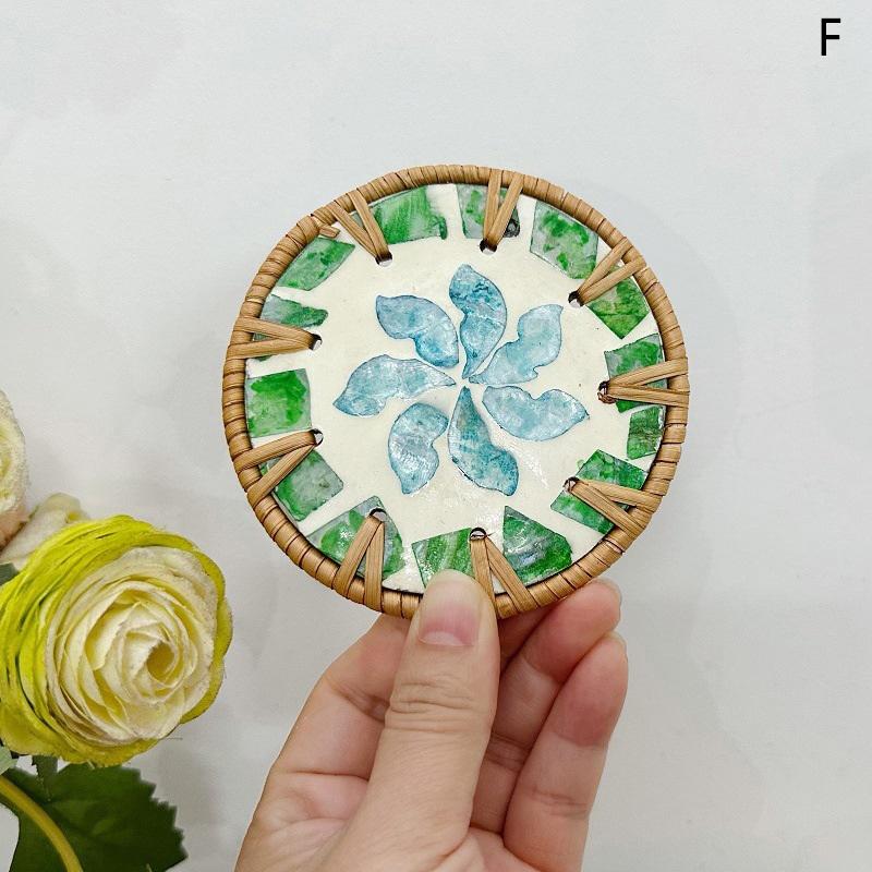 

Плетёная подставка из лозы в юго-восточном азиатском стиле, теплоизоляционная подставка под чайную чашку, подставка на чайный стол, защита от ожогов, ручная работа, подставка из ракушек, украшение для дома
