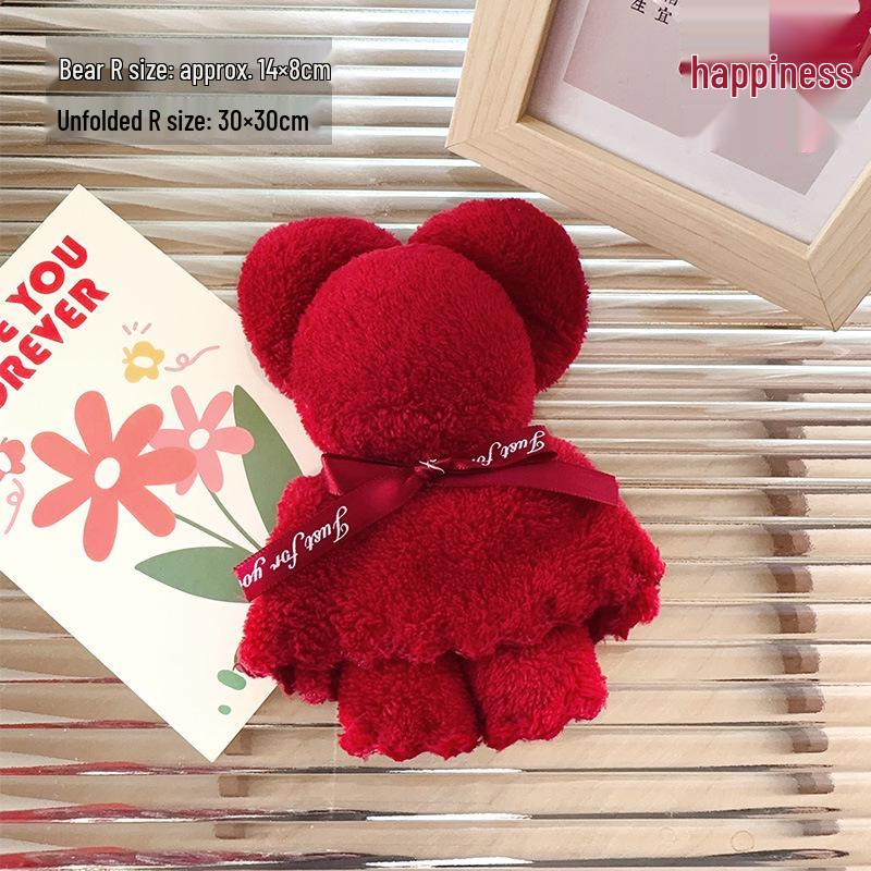 Bear-Shaped Coral Fleece Handkerchief – Practical Gift for Weddings, Birthdays, and Events