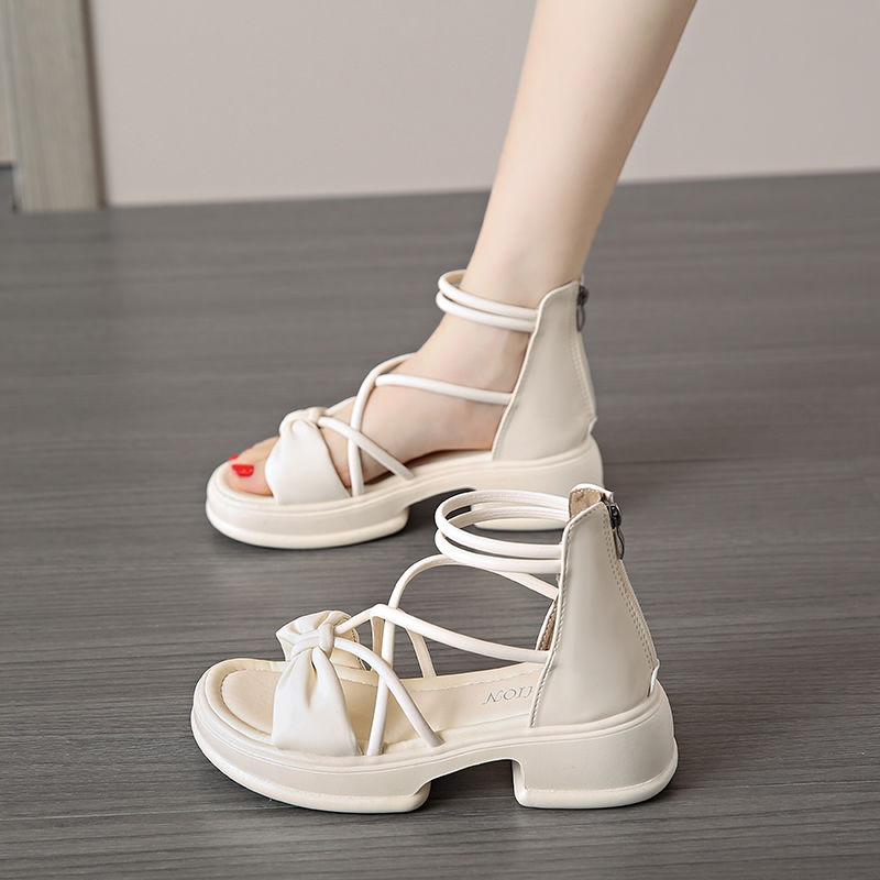 Women's Sandals Bow Wedge with Platform Waterproof Open Toe Ladies Shoes The Best Vintage 2025 Trend On Offer Original Pvc Korea