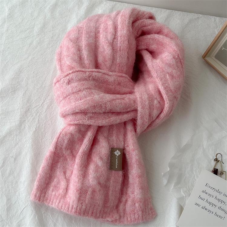 Korean Retro Pattern Wool Blend Scarf - Warm, All-Match, Unisex Winter Neckwear