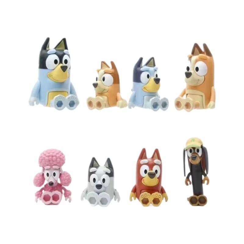 Bluey Family And Friends Action Figures 8 Pack Poseable Collectible Toys Kids Pretend Play Dolls Birthday Gift For Children 3+