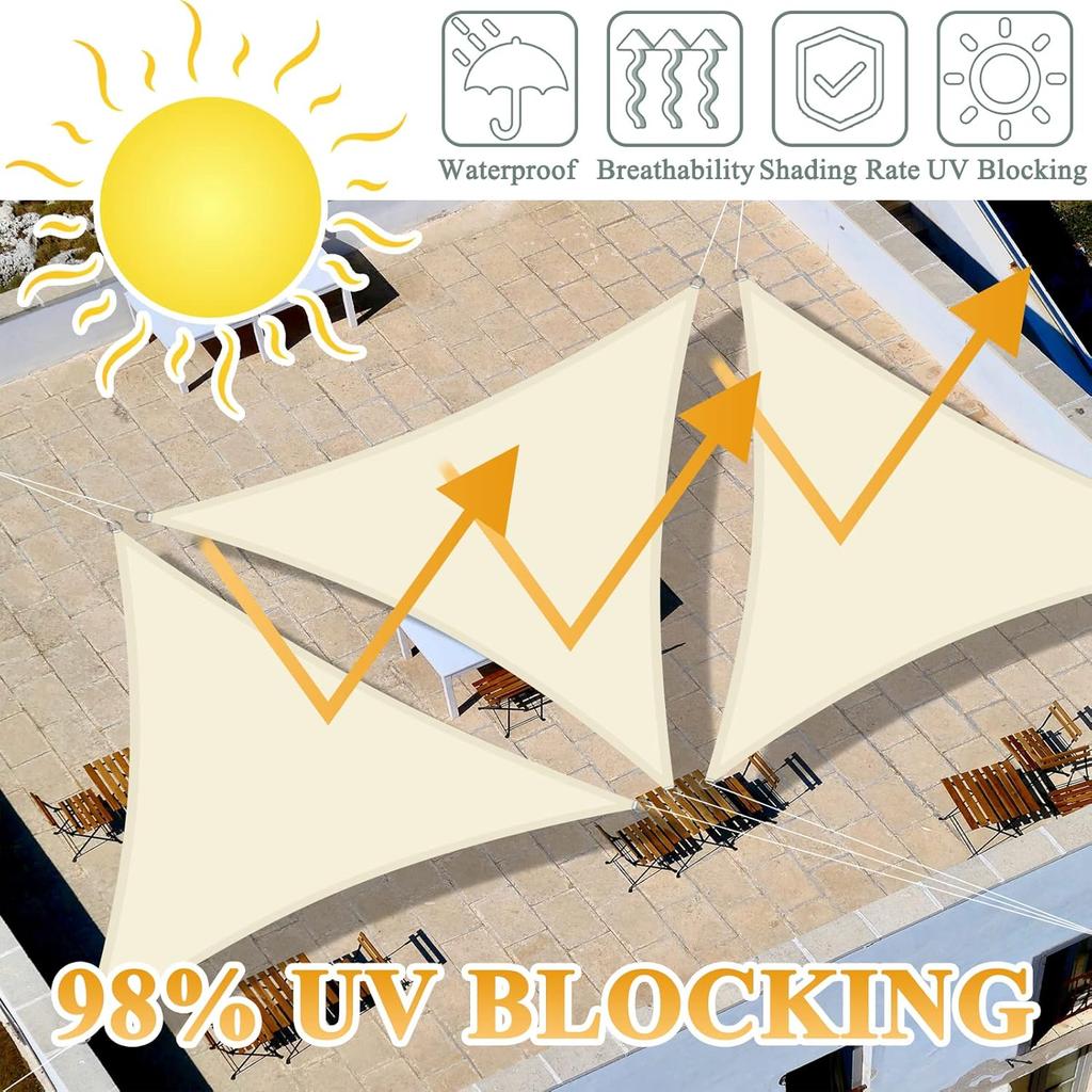 Waterproof Triangle Shade Sail 2/3/.3.6/5/7M Patio Awning Outdoor Garden Pool Canopy Sun Shelter Shade Cover Camping Tents