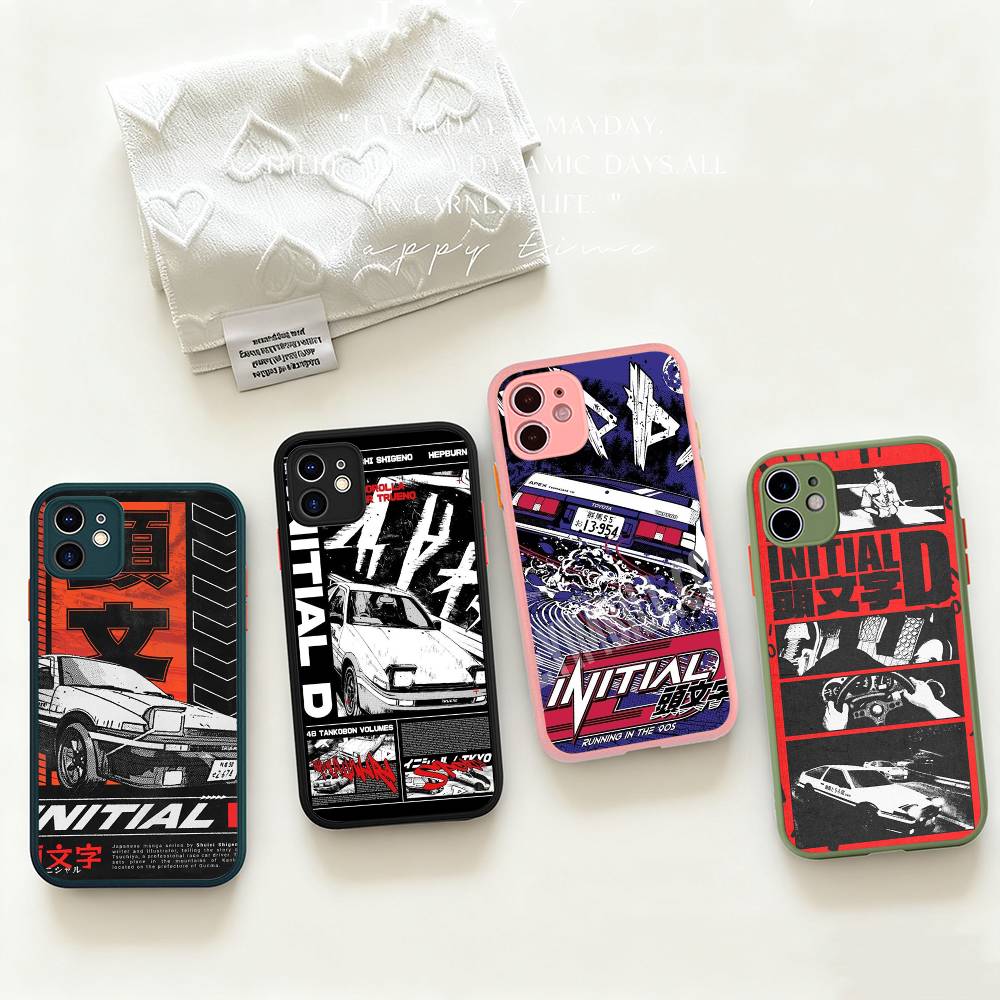 Racing Anime Initial D Phone Cases For IPhone 16 15 14 Plus 13 12 11 Pro Max Matte Oft Bumper Phone Cover