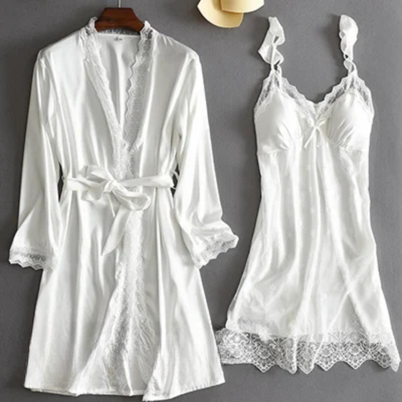Burgundy Lace Bride Bridesmaid Wedding Robe Set Summertime Women Sleepwear Kimono Bathrobe Gown Sexy Satin Home Dress Lounge Wear