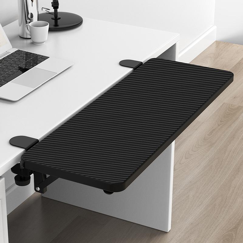 Folding Desk Extension with Wide Hand Rest Board No-Hole Installation Cold-Rolled Steel Support for Extra Workspace