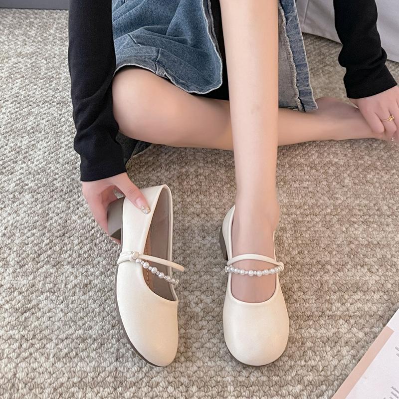 Pearl evening breeze gentle single shoes women's spring and autumn 2025 new Mary Jane shoes with skirts grandma shoes maternity shoes
