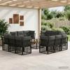Outdoor Sofa Set 13 Pcs Black and Dark Grey Polyester
