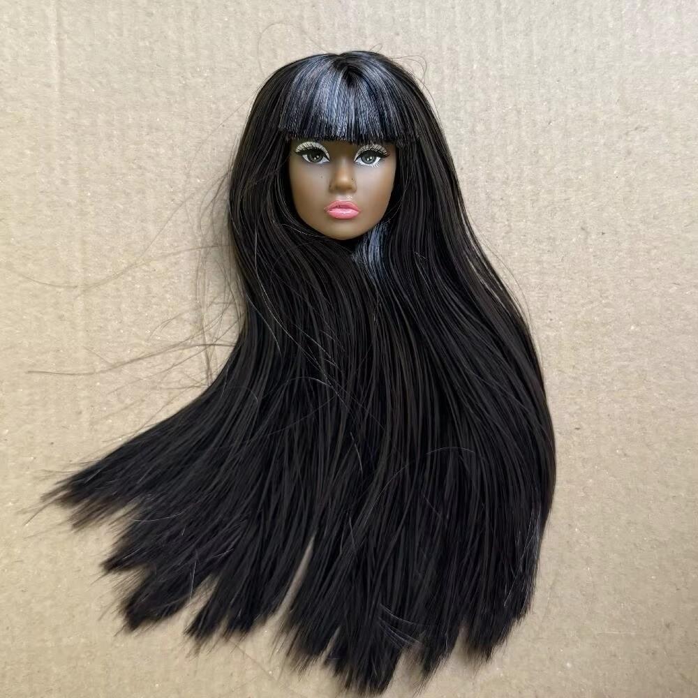Weiß Normal Gebräunte Haut Puppenkopf Langes Haar Modepuppenkopf für 11,5 Zoll BJD Puppenkörper
