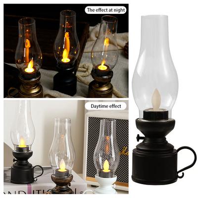 Bezpłomieniowa lampa naftowa LED w stylu vintage Art Lampy stołowe Zasilana bateryjnie Antyczna lampa naftowa LED Światło do dekoracji domu