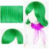 12-inch women's movie cosplay Halloween festival anime costume wig, short green synthetic wig with ribbon two-piece set, natural