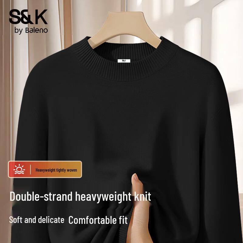 Baleno Men's S&K Series Fleece-Lined Semi-High Collar Knit Sweater
