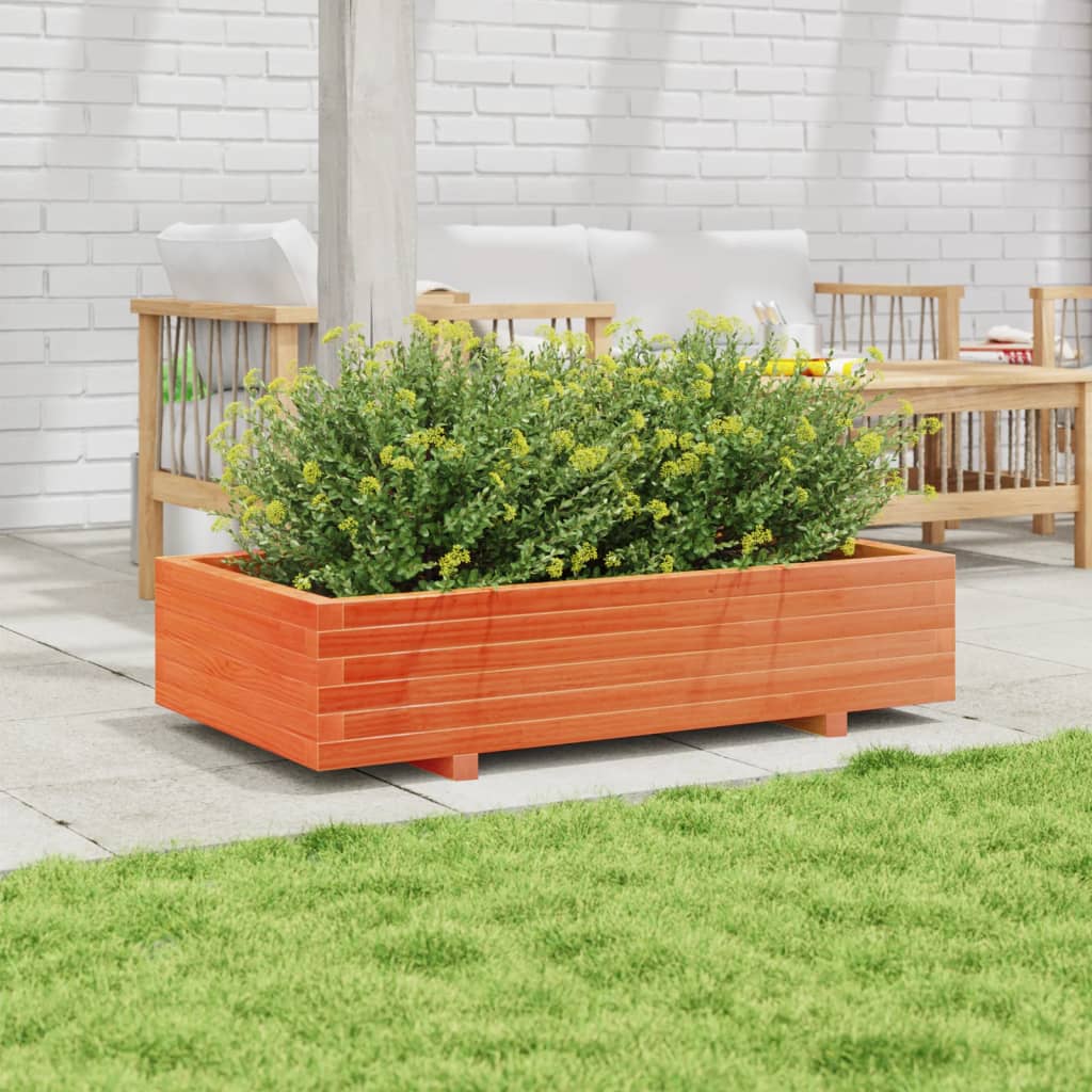 Plant Pot Wax Brown 110 X 60 X 26.5 Cm Solid Pine Wood