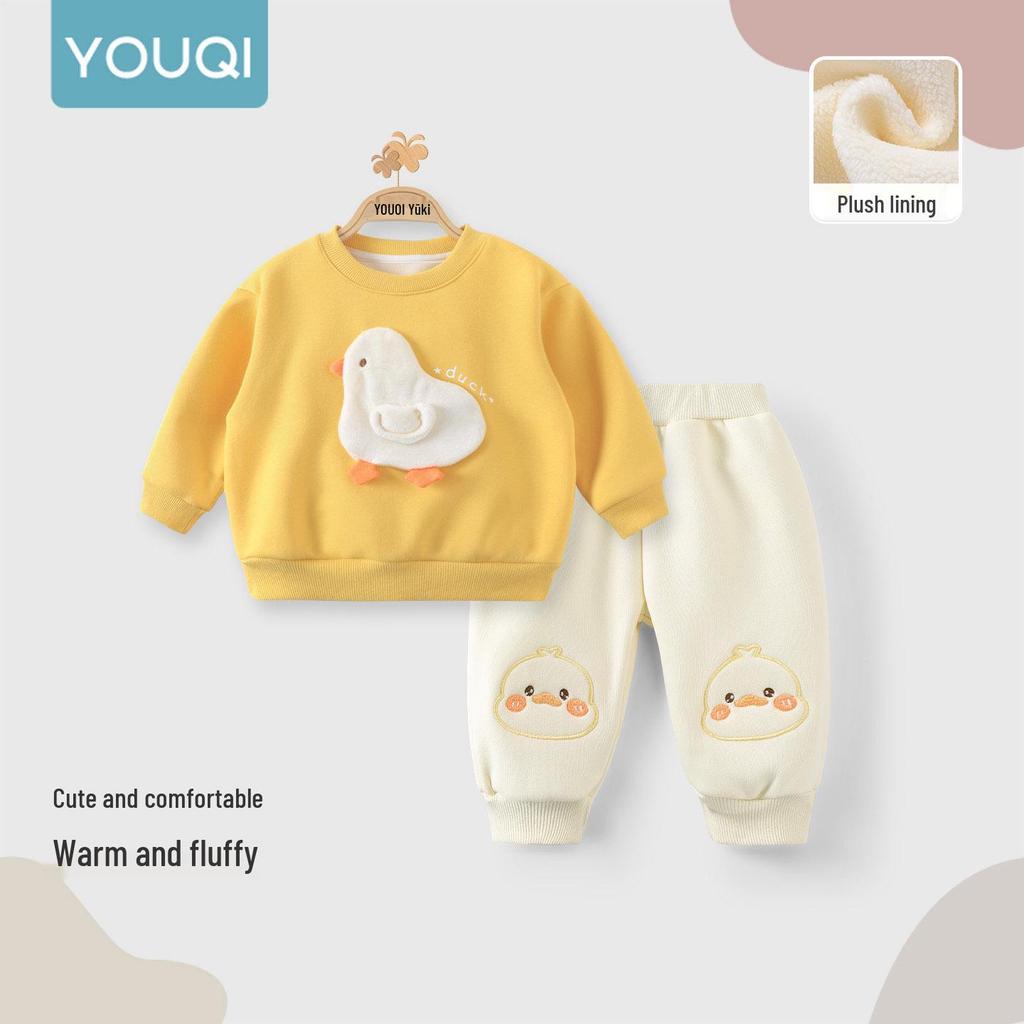 Youqi Baby Girl Long Sleeve 2-Piece Set: Hoodie and Pants for Autumn/Spring
