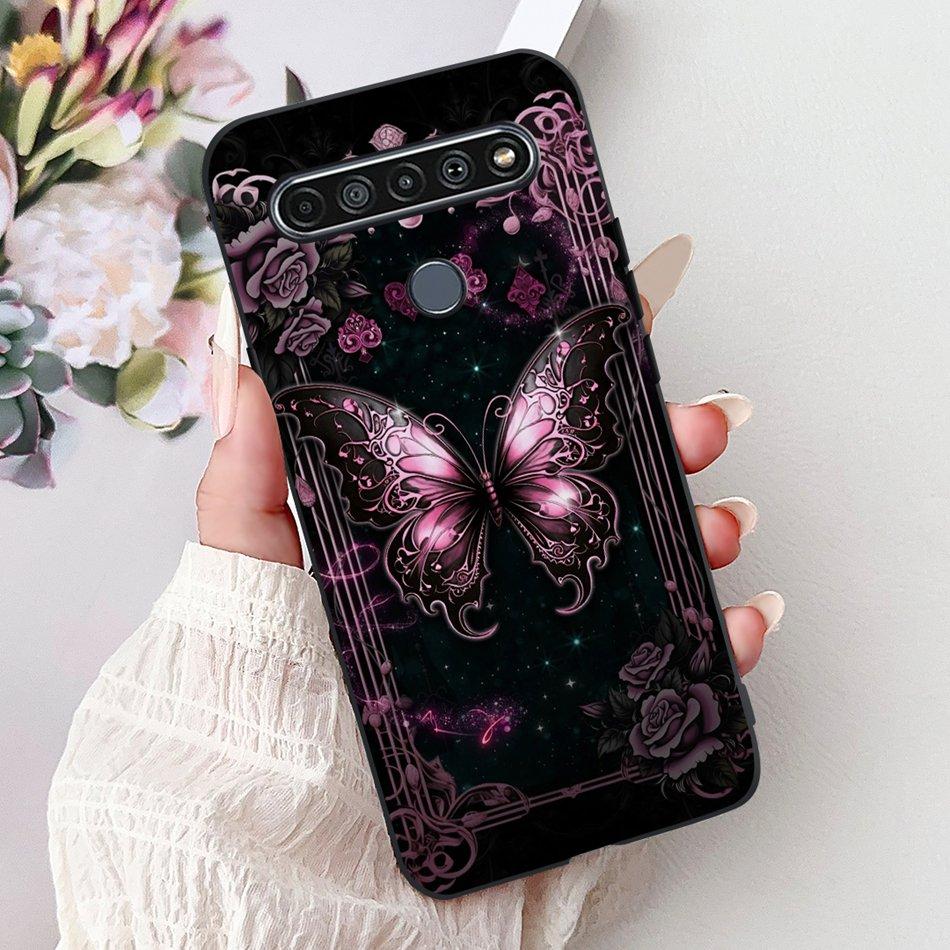 For LG K41S K51S 2020 Elegant Floral Cat Printed Phone Case For LG K41S K51S LM-K410 LM-K510 Black Silicone Soft Cases