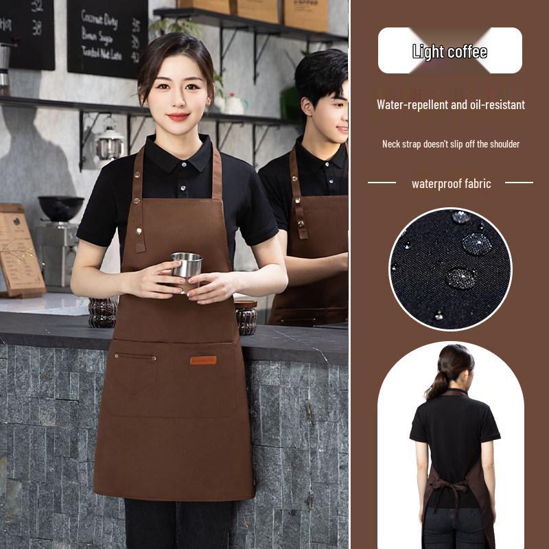 Men's Waterproof, Oil-Proof, Wear-Resistant Canvas Apron for BBQ & Catering