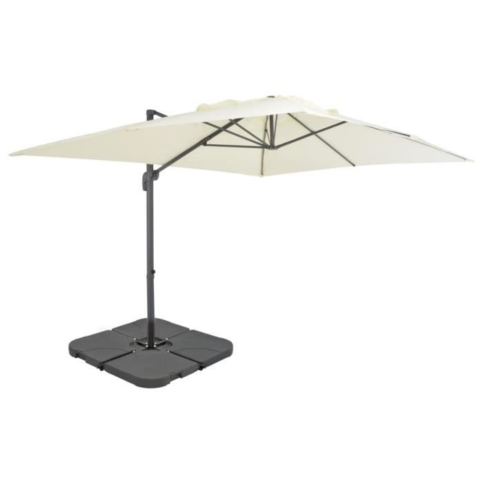 Parasol - vidaXL - Sable - Aluminium - 4 x 3 m - Base portable incluse