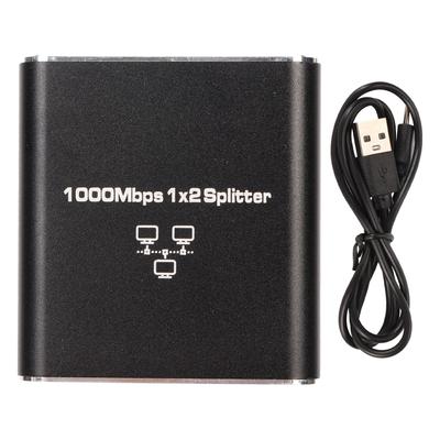 Ethernet Splitter RJ45 Netzwerkanschluss 1 auf 2 Port Aluminiumlegierung Gigabit Netzwerk Switch 1000Mbps