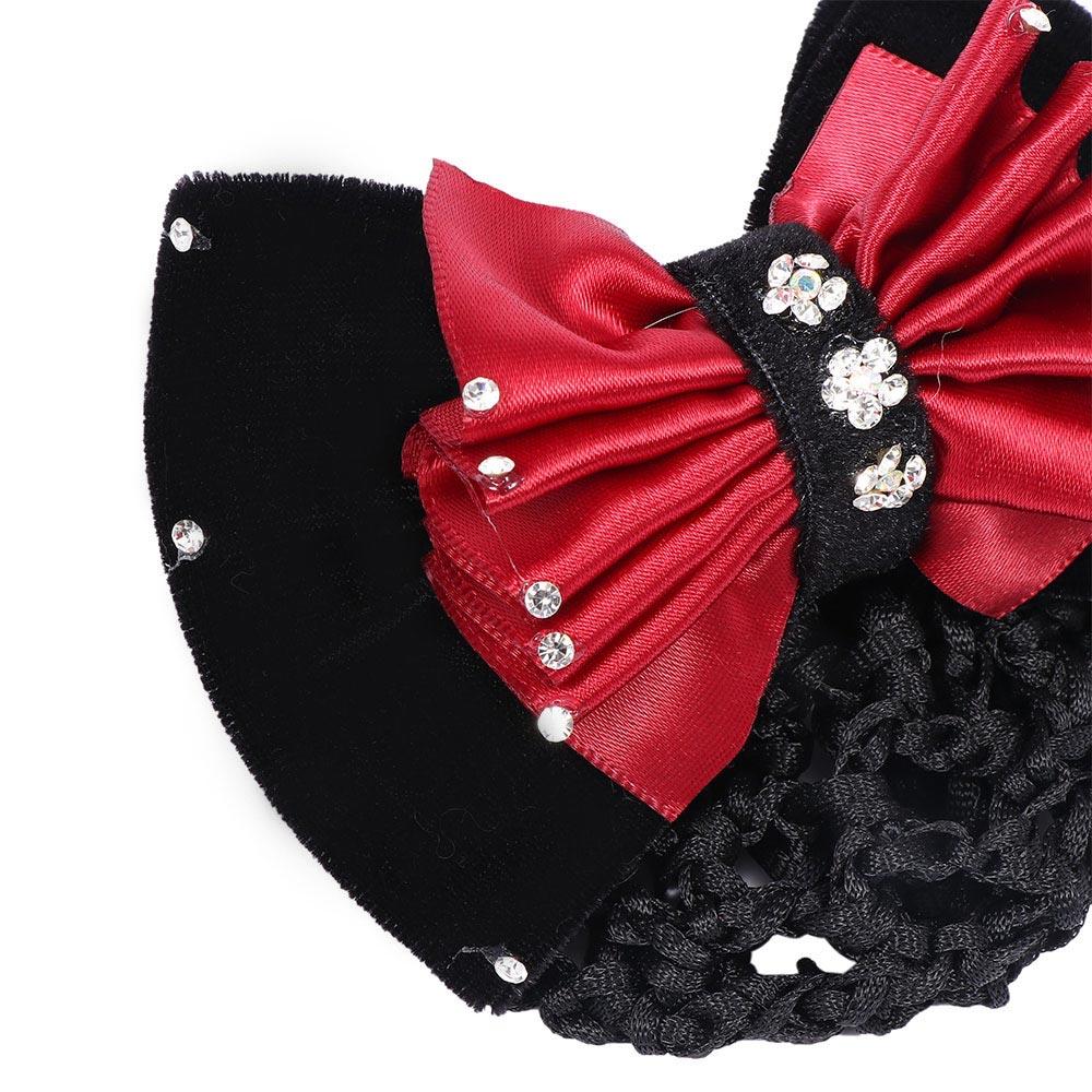Charm Satin Rhinestone Barrette Lady Hair Accessories Hair Clip Cover Net Bun Snood Bowknot